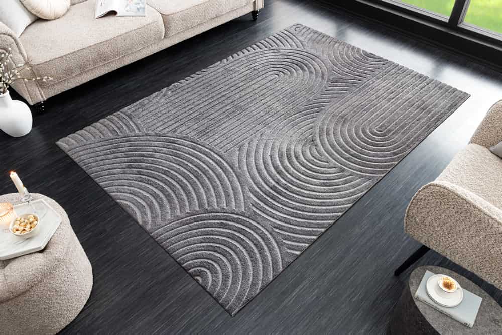 Moderner Teppich ART DECO 230x160cm grau Kurzflor Indoor Hoch-Tief-Effekt