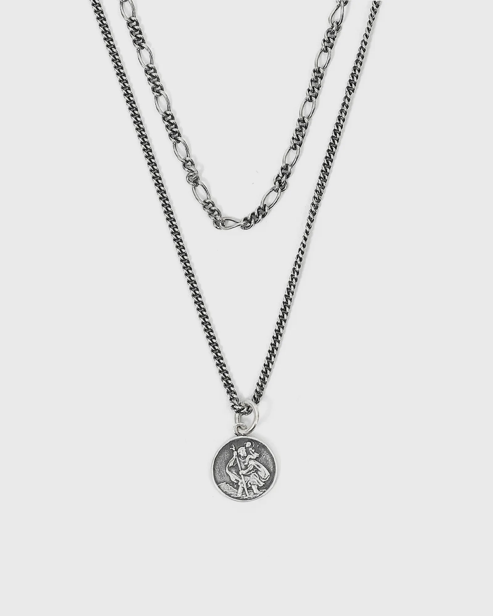 Serge DeNimes Silver Multi Chain St Christopher Necklace