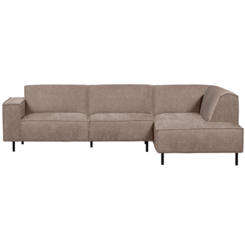 WOOOD hoekbank Roman taupe chenille stof met verlenging rechts