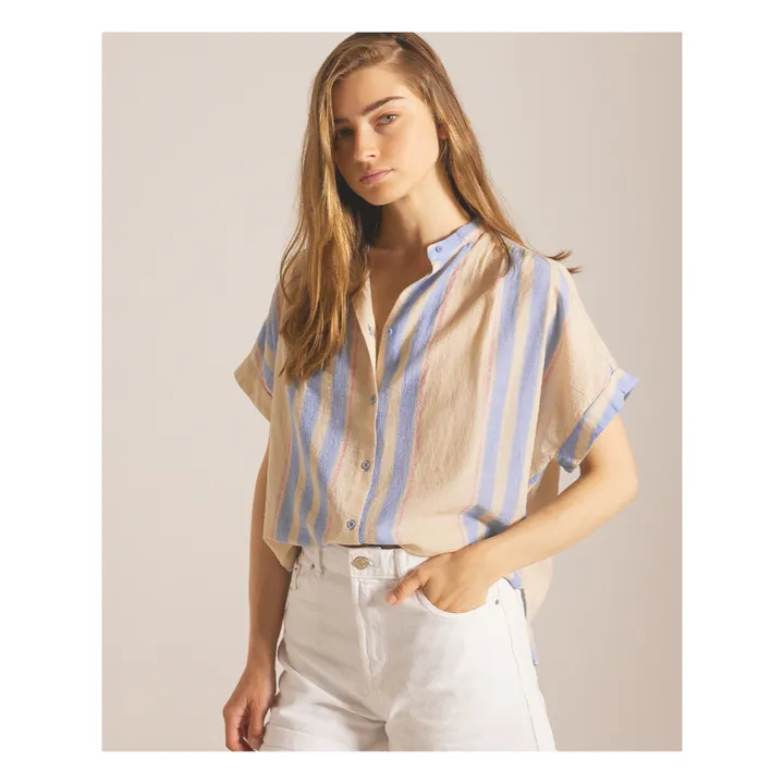 Sacrécoeur Blouse Louison Rayures Gaze de Coton Bio | Beige rosé
