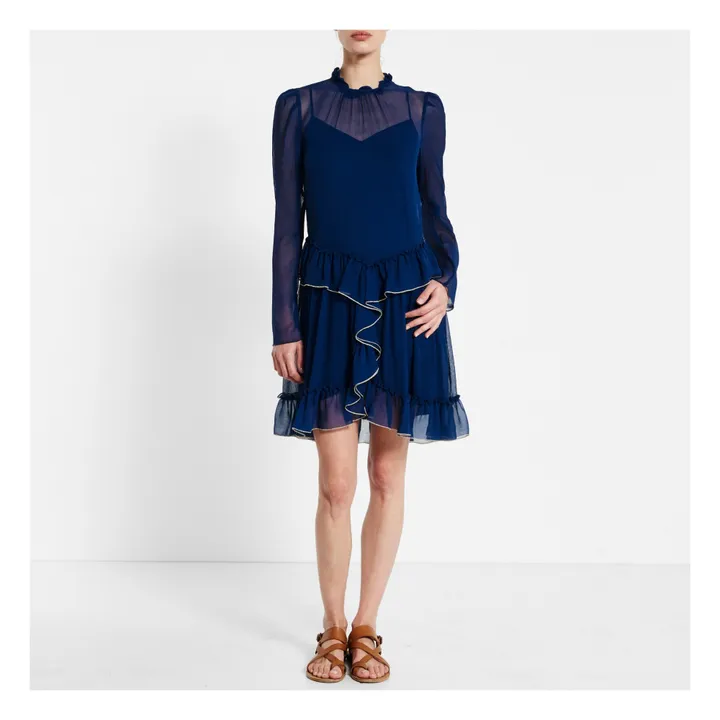 See by Chloé Robe Courte Soie | Bleu marine