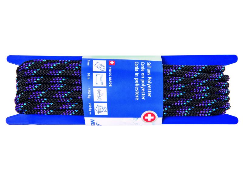 Meister Polyesterseil Ø 8 mm, 10 m, 1250 kg, Schwarz-Violet Polyesterseil RACING 32-fach geflochten