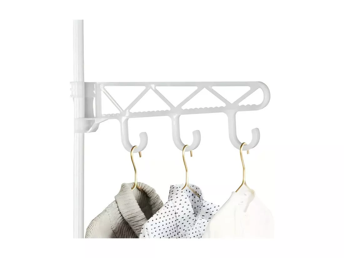 Porte-Vêtements Métallique 4 en 1, avec 6 étagères, 2 Tringles et crochets, 108x36x170cm