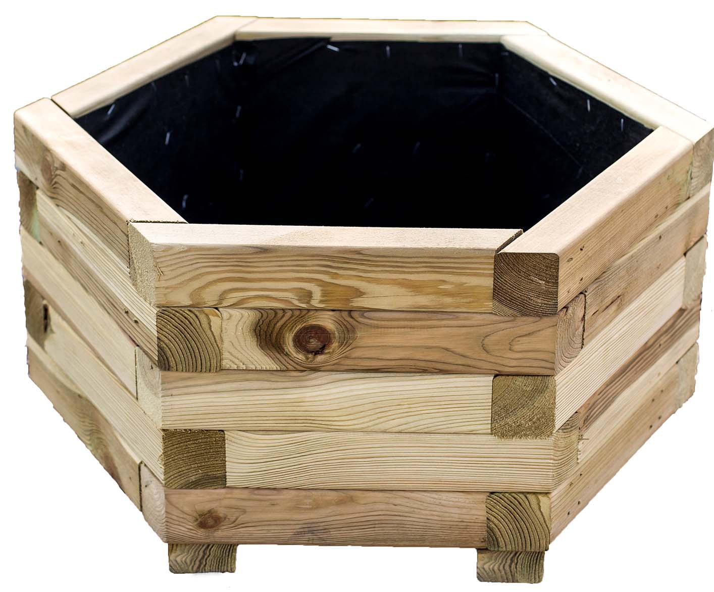 holz4home Pflanzkübel 6-ECK 40 cm Kiefernholz
