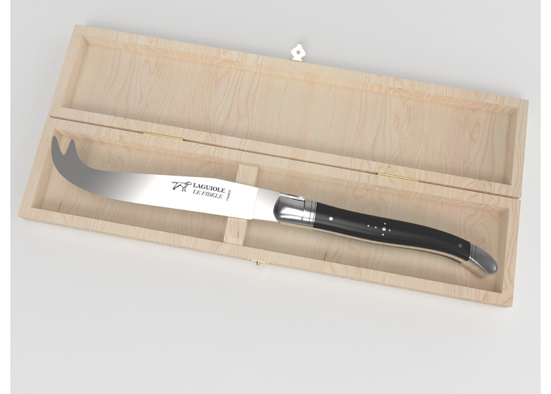 Couteau à fromage Laguiole avec un manche en bois d'ébène et mitres en acier inoxydable