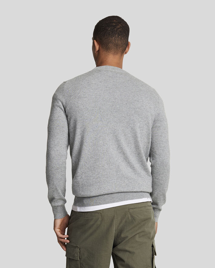 Lyle & Scott Cotton Merino Crew Neck Jumper T28 mid grey marl