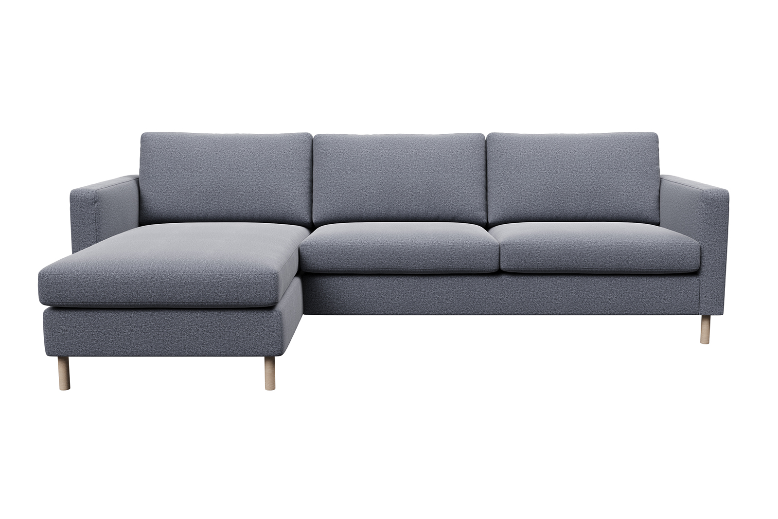 Viken sjeselongsofa I tekstil Solid 7 antrazite . Arm B og hvitoljet eikeben. Skum komfort.