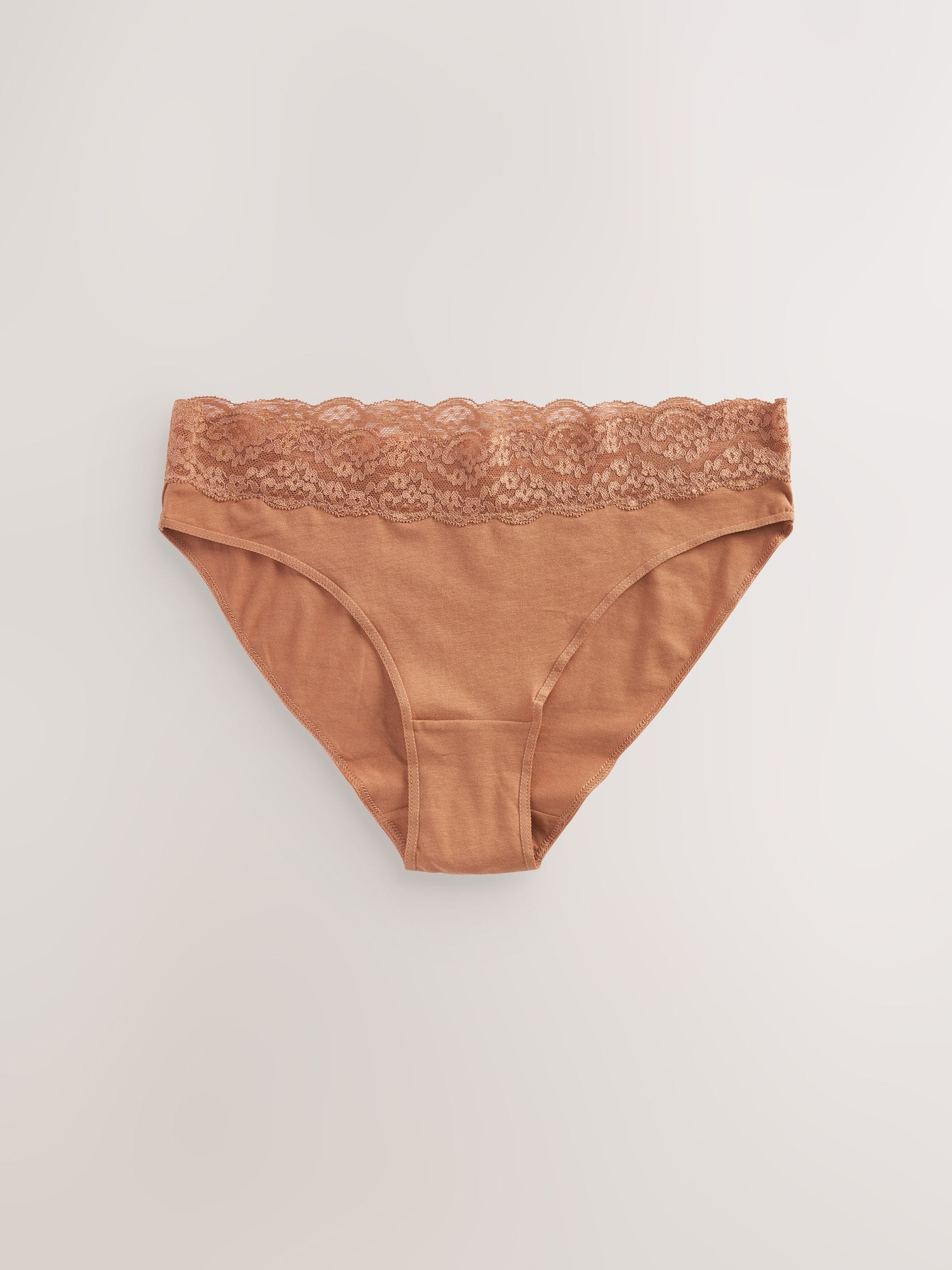 Caramel-nude - Katoenen kanten slipjes 4 stuks