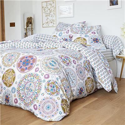 Linge de lit motif rosaces - BECQUET CRÉATION