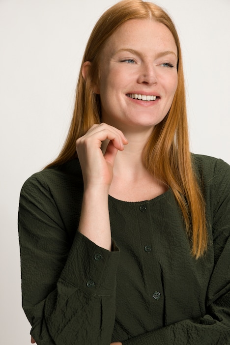 Longbluse, A-Linie, Rundhals, Langarm, Biobaumwolle
