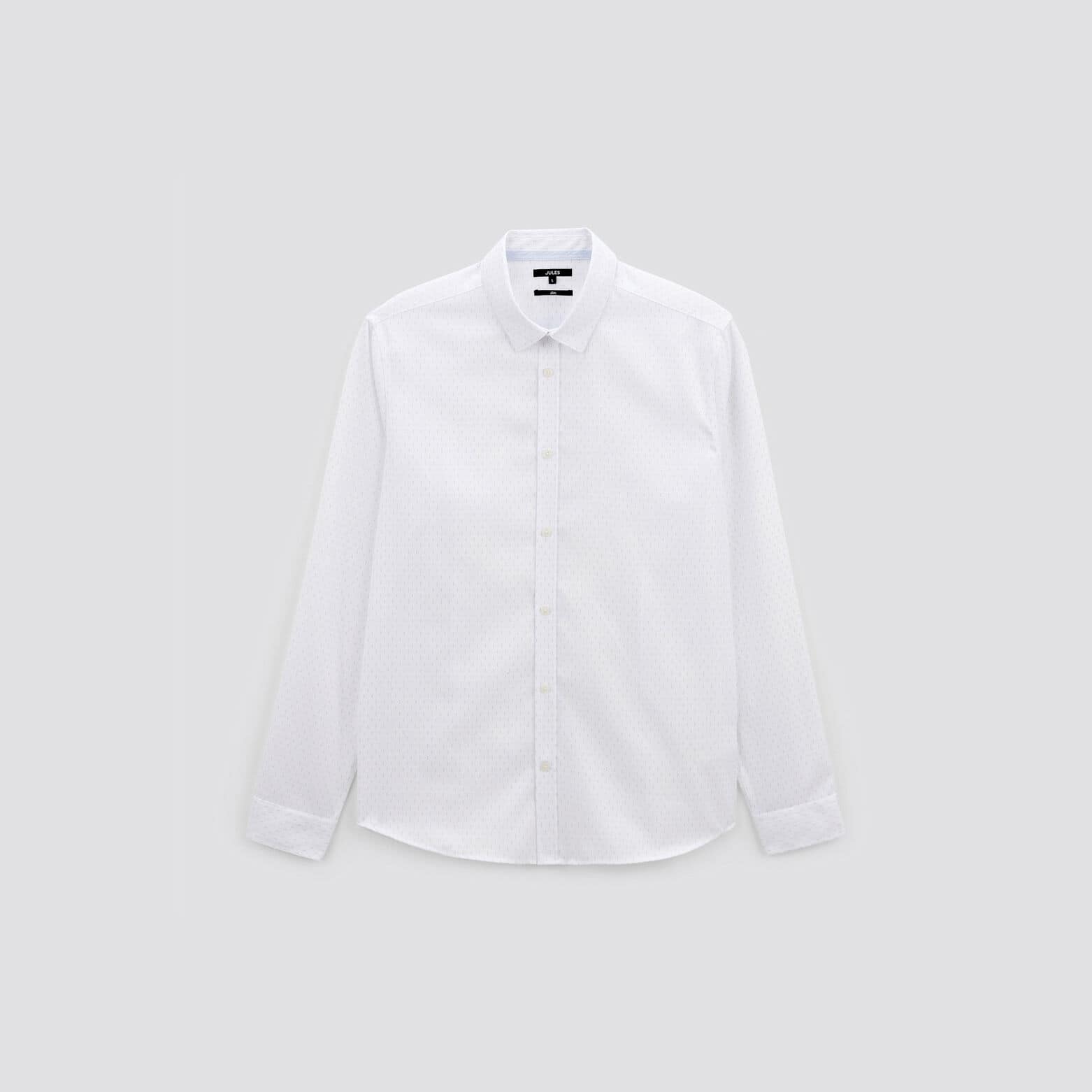 Chemise slim sans repassage imprimé micro géo coto Blanc