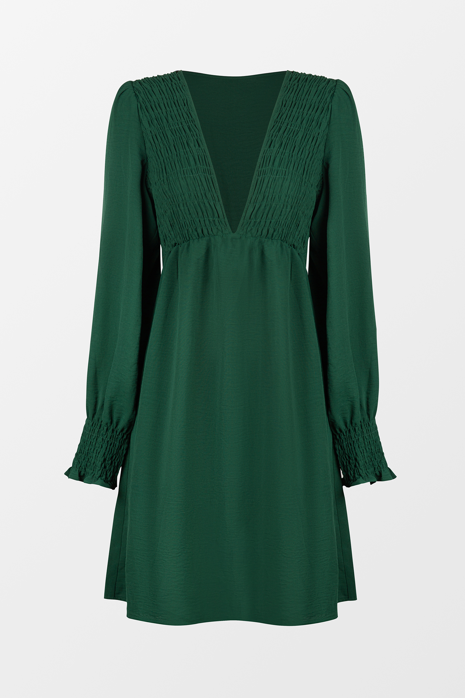 Robe à col en V et smocks