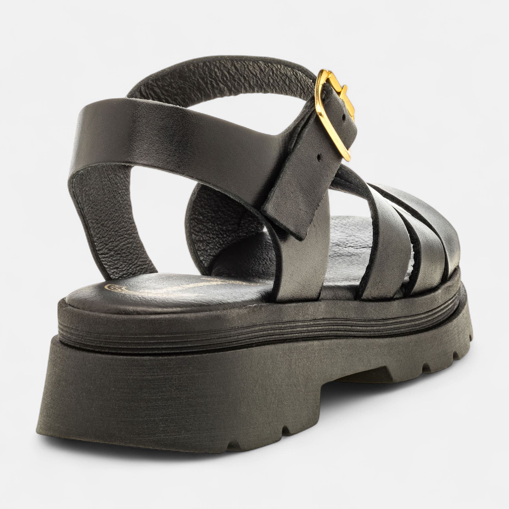 Sandales Femme en cuir noir