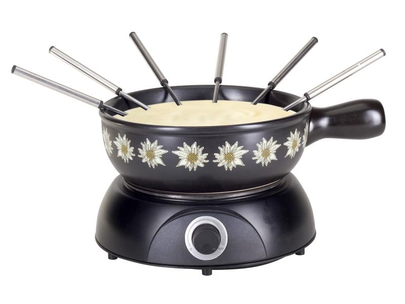 Nouvel Käsefondue-Set Edelweiss 10 Teile, Schwarz Käsefondue-Set für 6 Personen