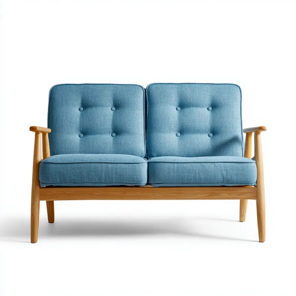 2-Sitzer-Sofa Leinenstoff 120x70x75 cm – Hellblau – Skandinavisches Design