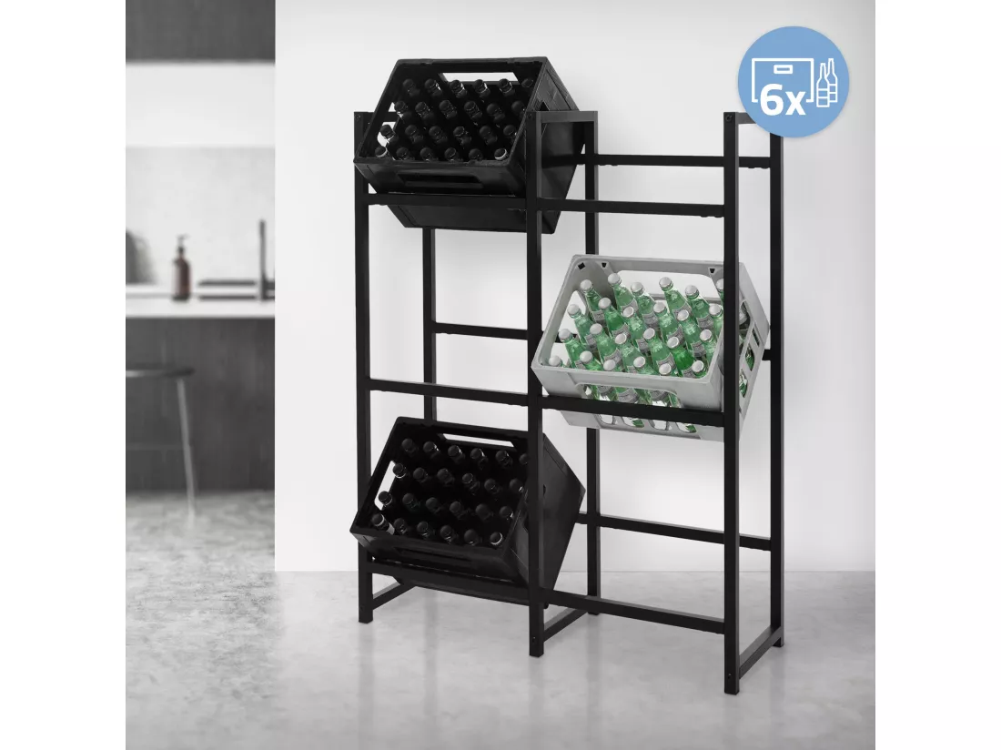 Étagère de rangement pour 6 caisses de boissons 91x31x116,5 cm acier anthracite