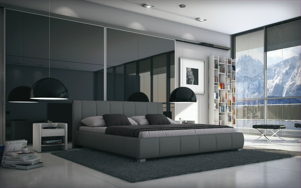 Sedex Bett Luna 180x200cm Kunstleder grau