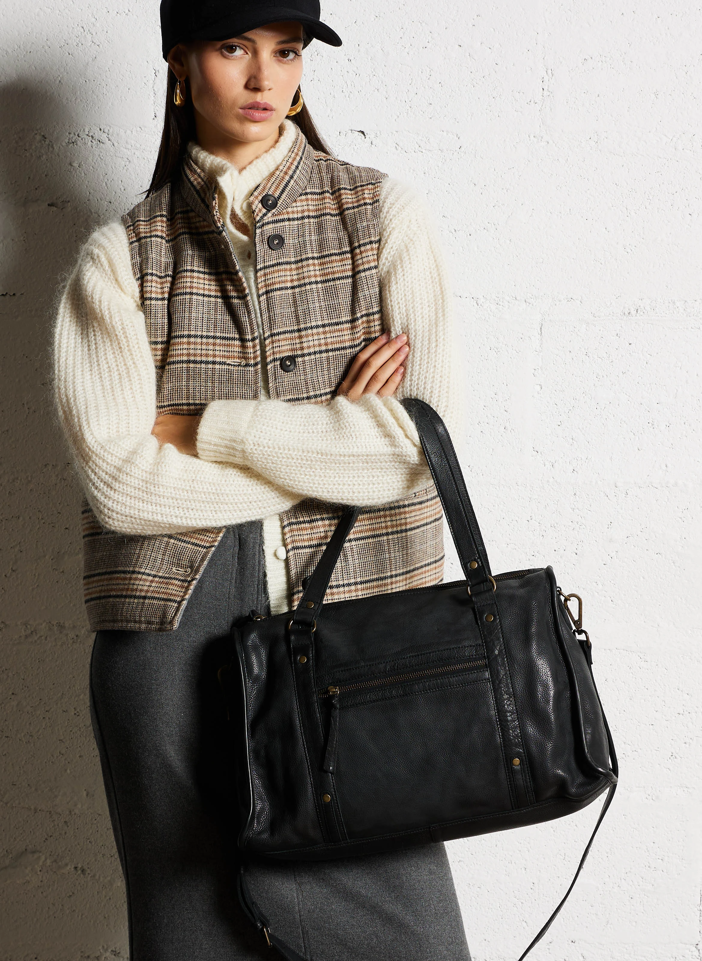 LULA - Sac shopping en cuir | Noir