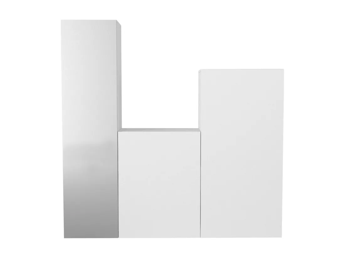 Vestiaire modulable 3 portes - Avec miroir - L180 cm - Blanc - TELEZA
