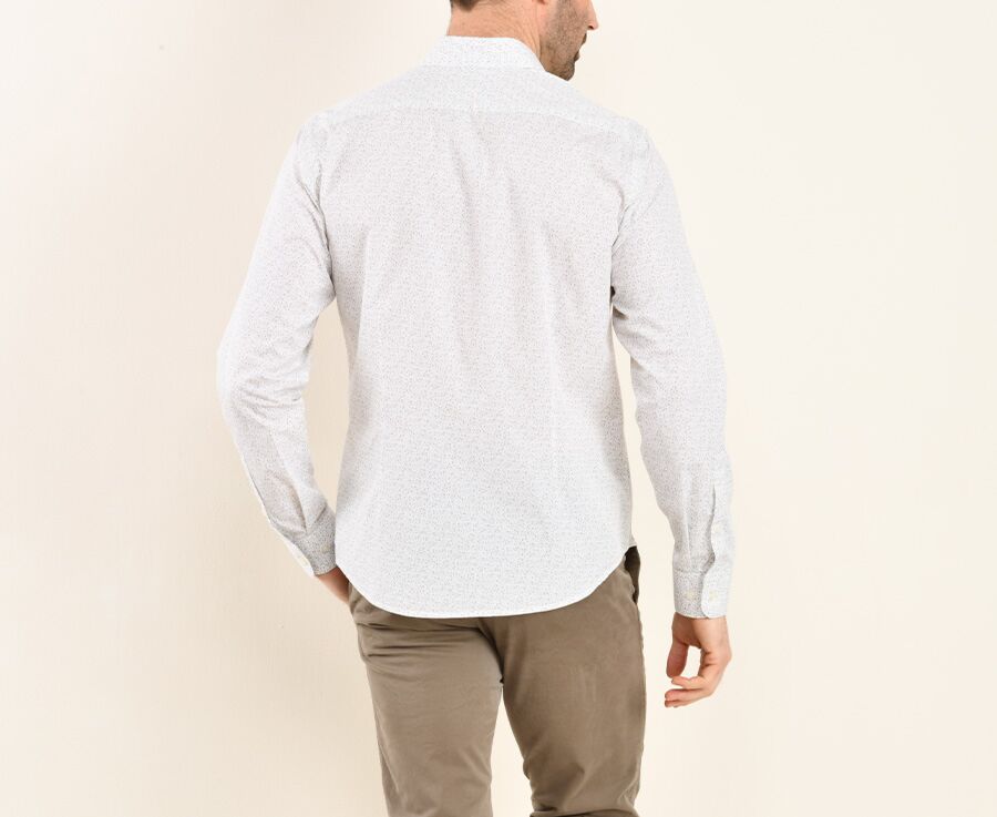 Chemise coton imprimée blanche tâchetée taupe - SIDOINE