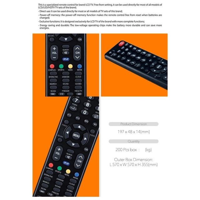 Fjernbetjening CHUNGHOP E-S902 til Skyworth TV TV-udskiftning