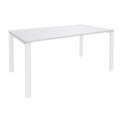 Bureau simple IRIS - L120 cm - Plan de départ - Pieds blanc - plateau Blanc perle