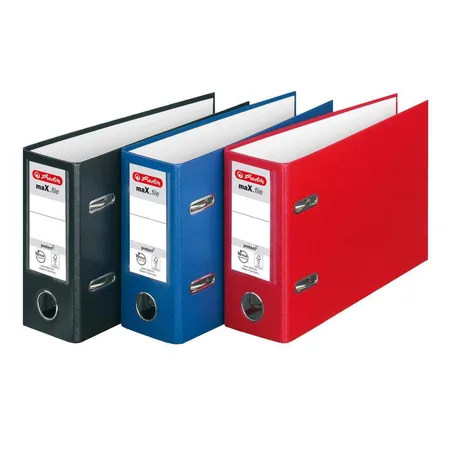 Herlitz 3 Ordner quer DIN A5 80mm breit Farbe je 1x rot, blau, schwarz