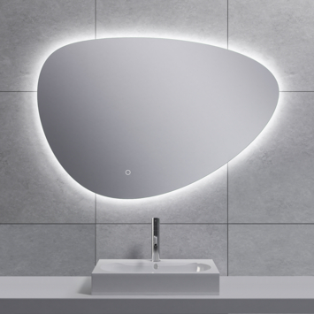Marho Huevo organische badkamerspiegel met verlichting en verwarming dimbaar Ø 90 cm