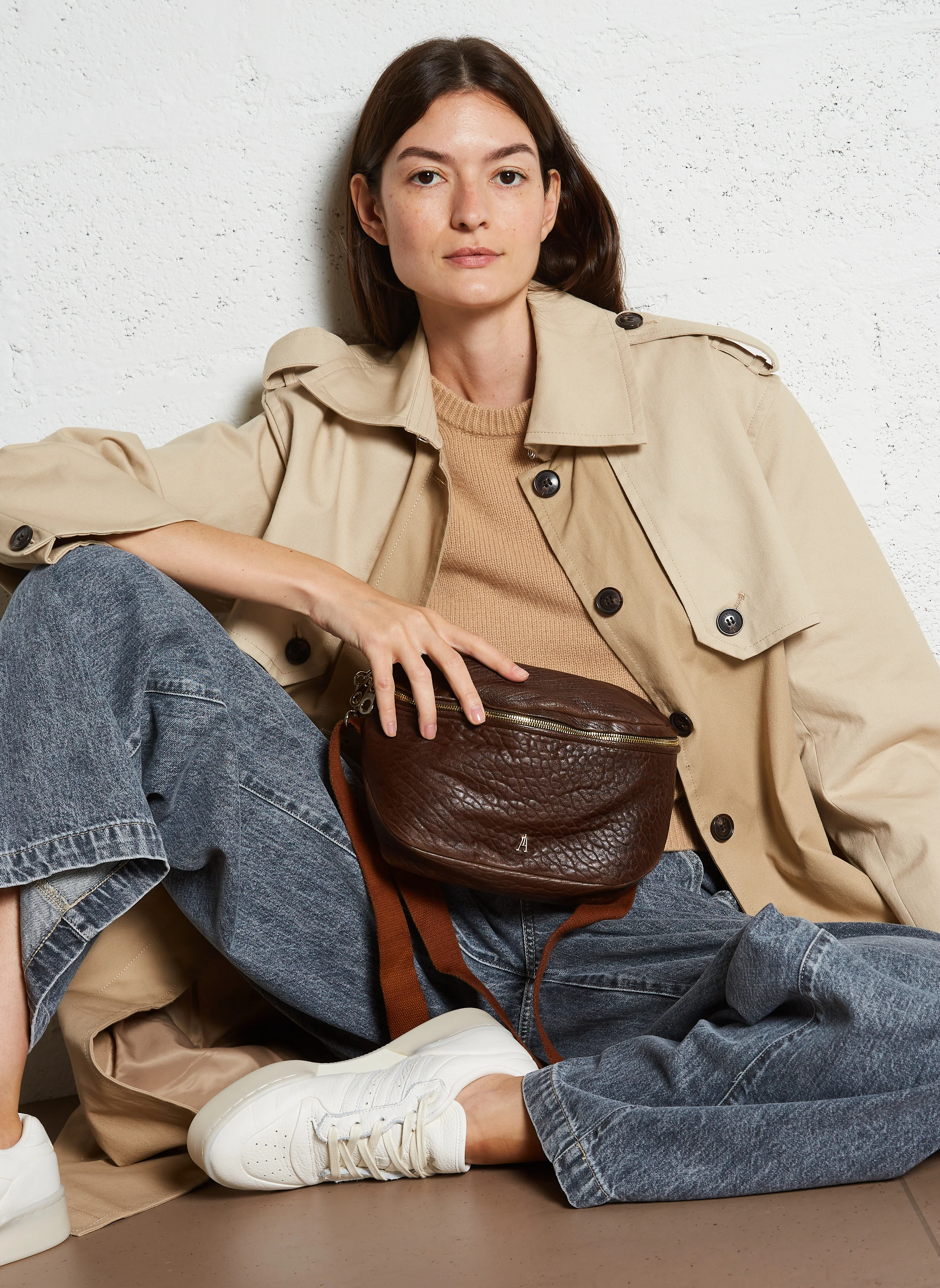 BIG BANANE - Sac banane en cuir d'agneau | Marron