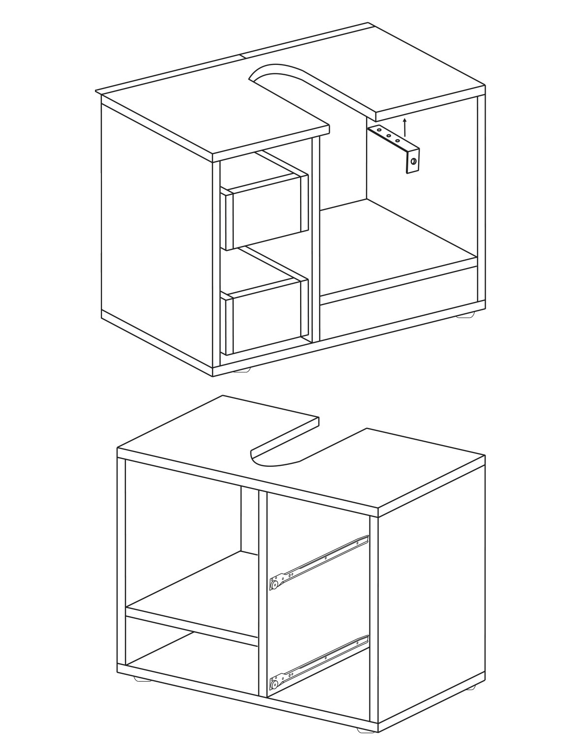 Badunterschrank FLANDU - weiß-schwarz - 61 cm breit