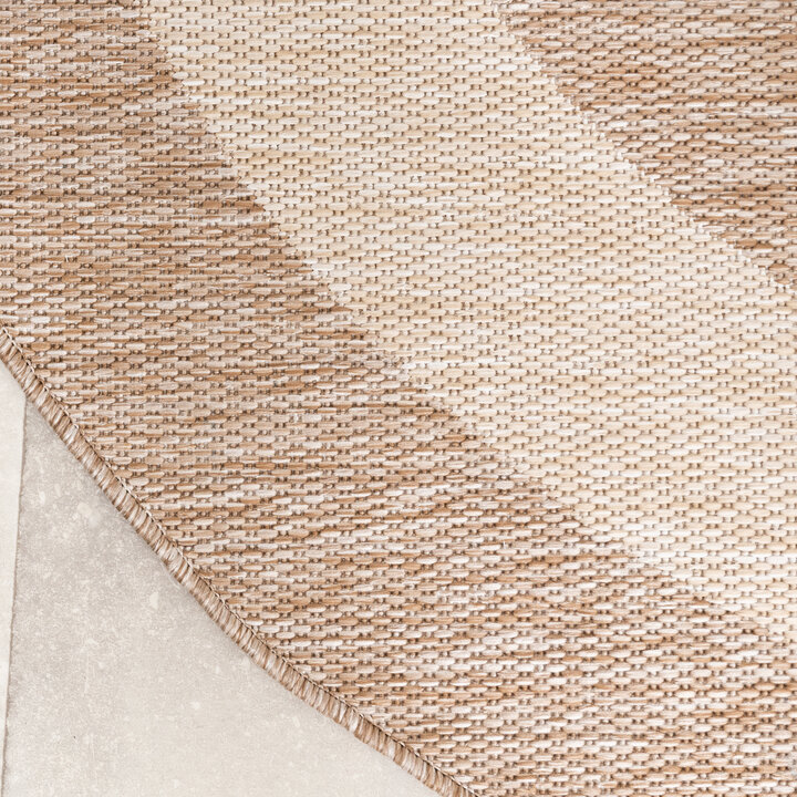 Rond In- & Outdoor vloerkleed - Sierra Border Beige/Creme