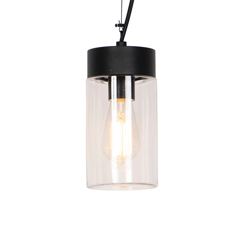 Moderne hanglamp zwart met glas IP44 - Jarra