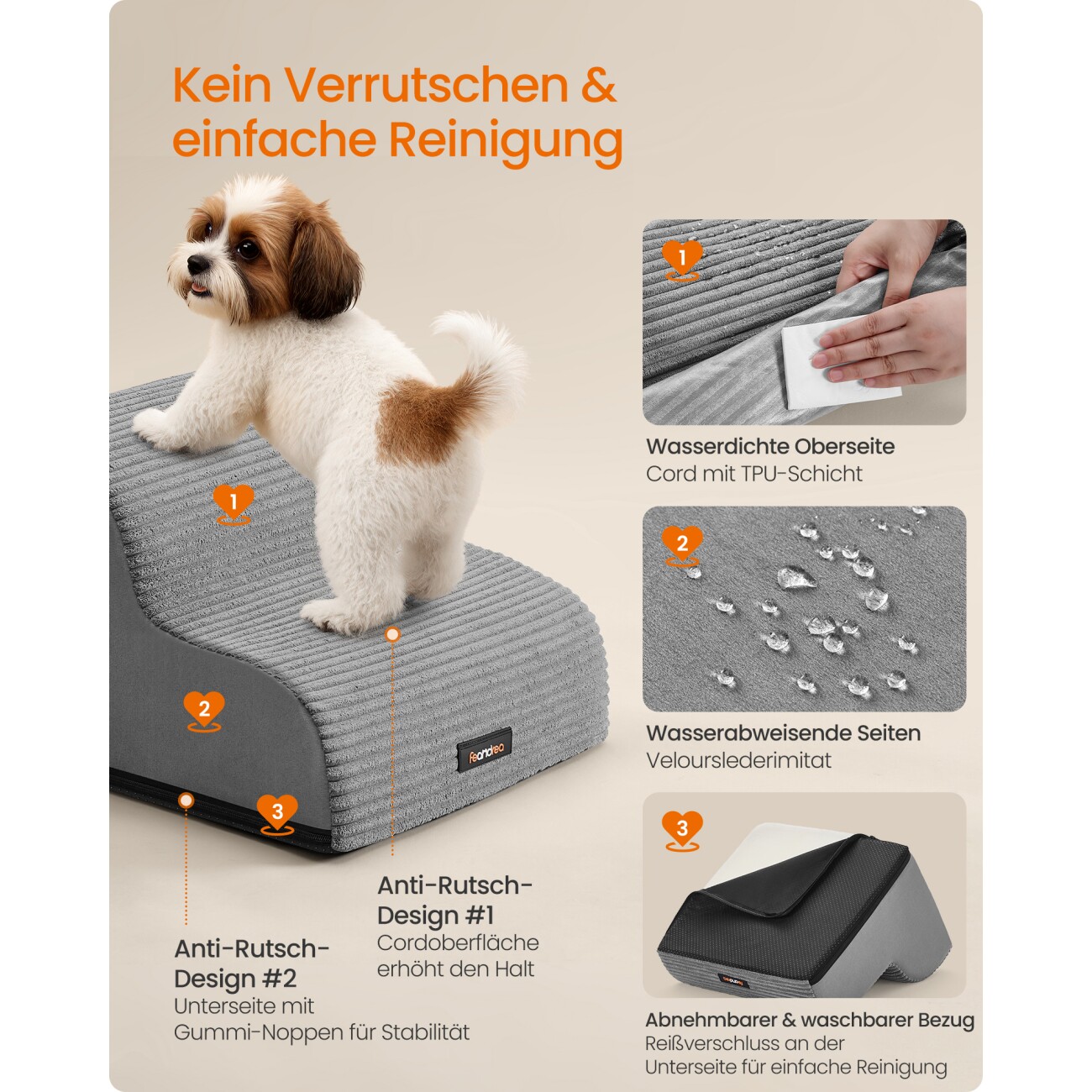 FEANDREA Hundetreppe, Haustiertreppe, wasserdichte Katzentreppe M