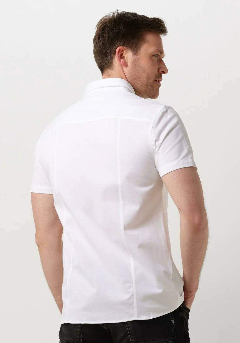 PURE PATH witte pure path casual overhemd pique shortsleeve button up shirt