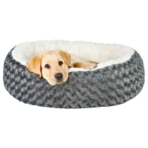 Cama redonda de pelúcia Kaline para cães, cinza