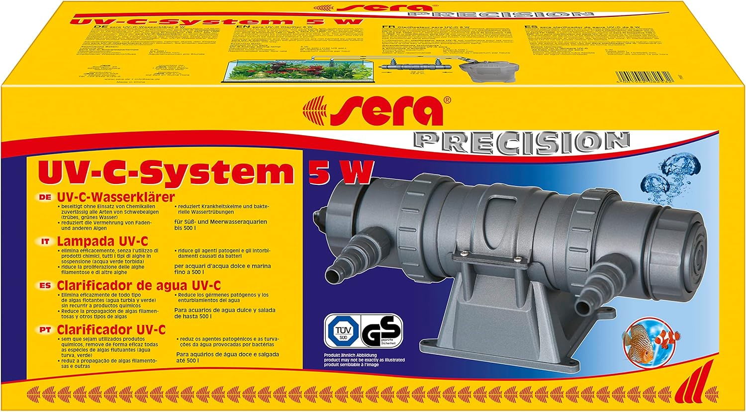 sera UV-C-System 5 W - UV-C-Wasserklärer für Süß- und Meerwasseraquarien bis 500 l