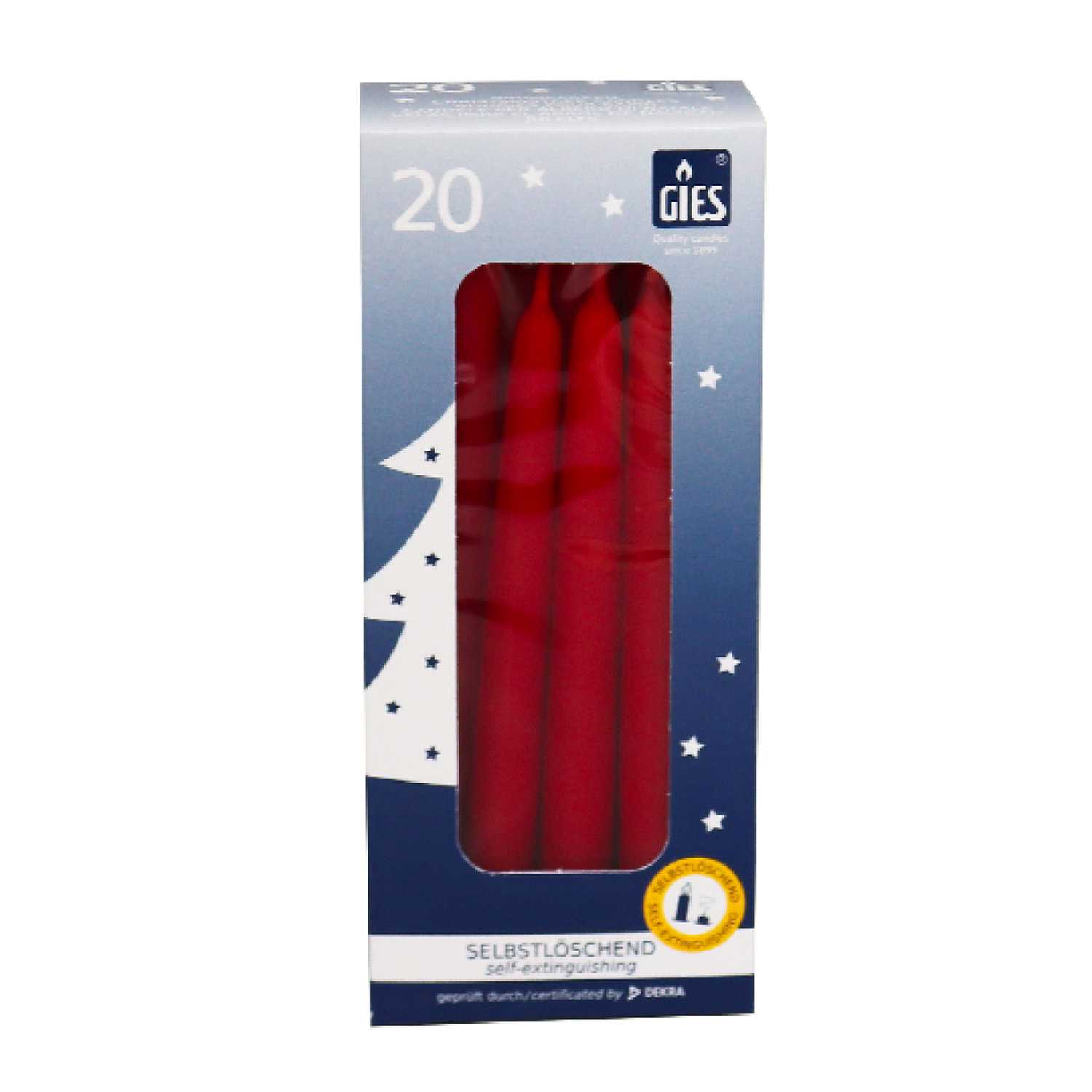 Baumkerzen 20er rot 13x96mm selbstlösch