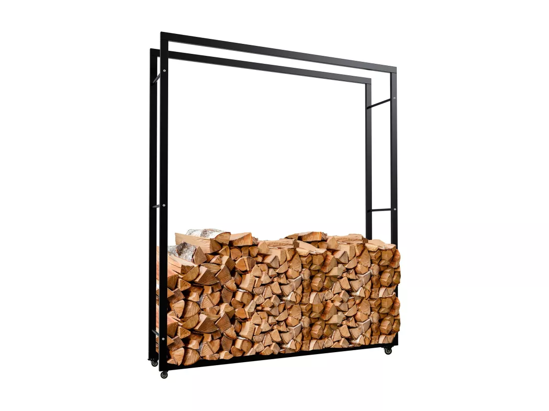 Etagère bois de cheminée - Métal - 25x150x175 cm - Noir - Keri