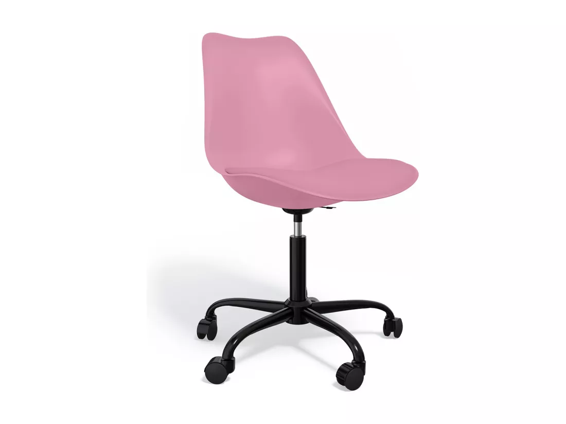 Chaise de bureau avec roulettes - Chaise de bureau pivotante - Structure noire Tulip Rose pâle