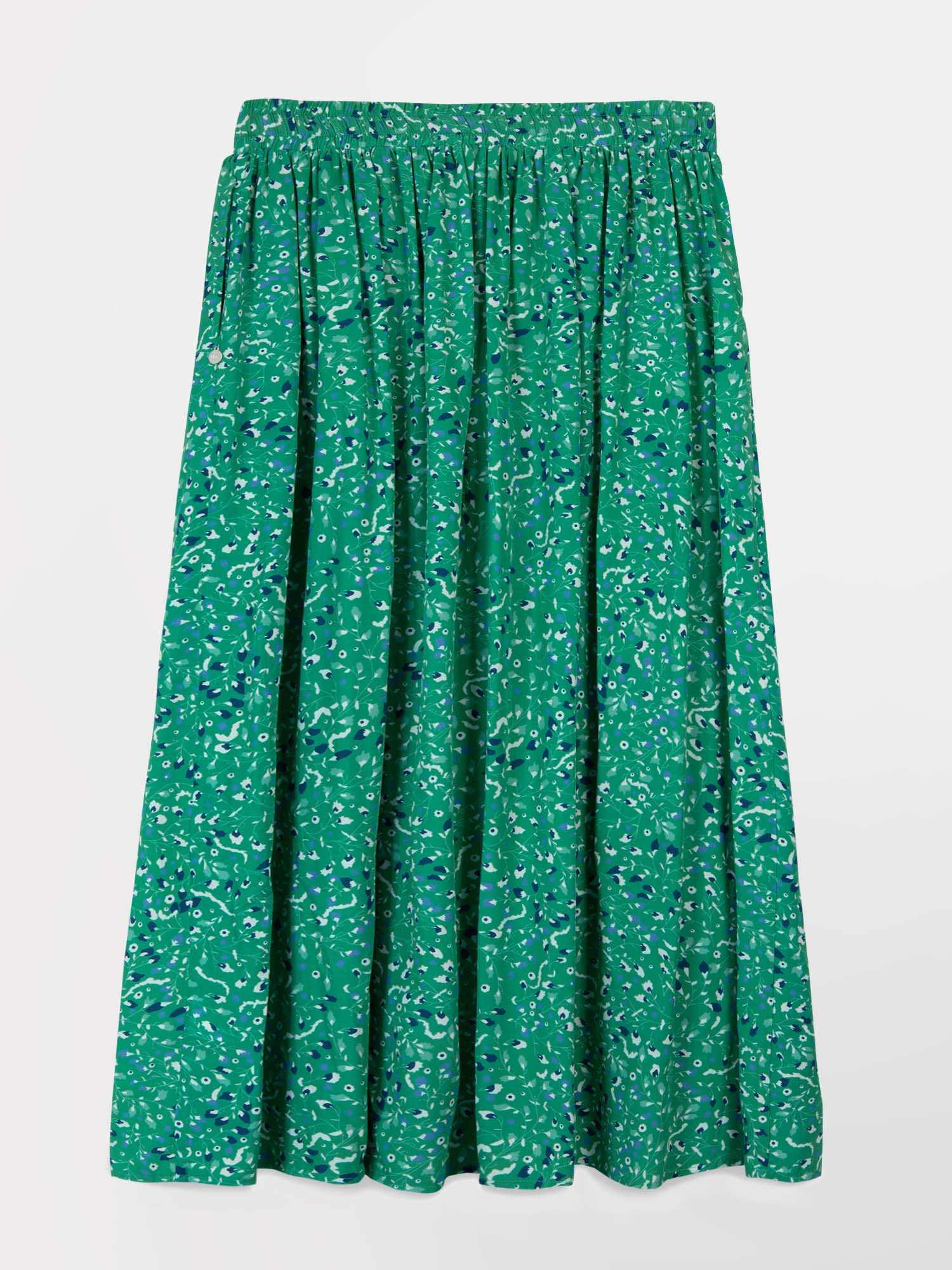 Jupe Midi Femme Ceinture Elastiquée Motif Vert