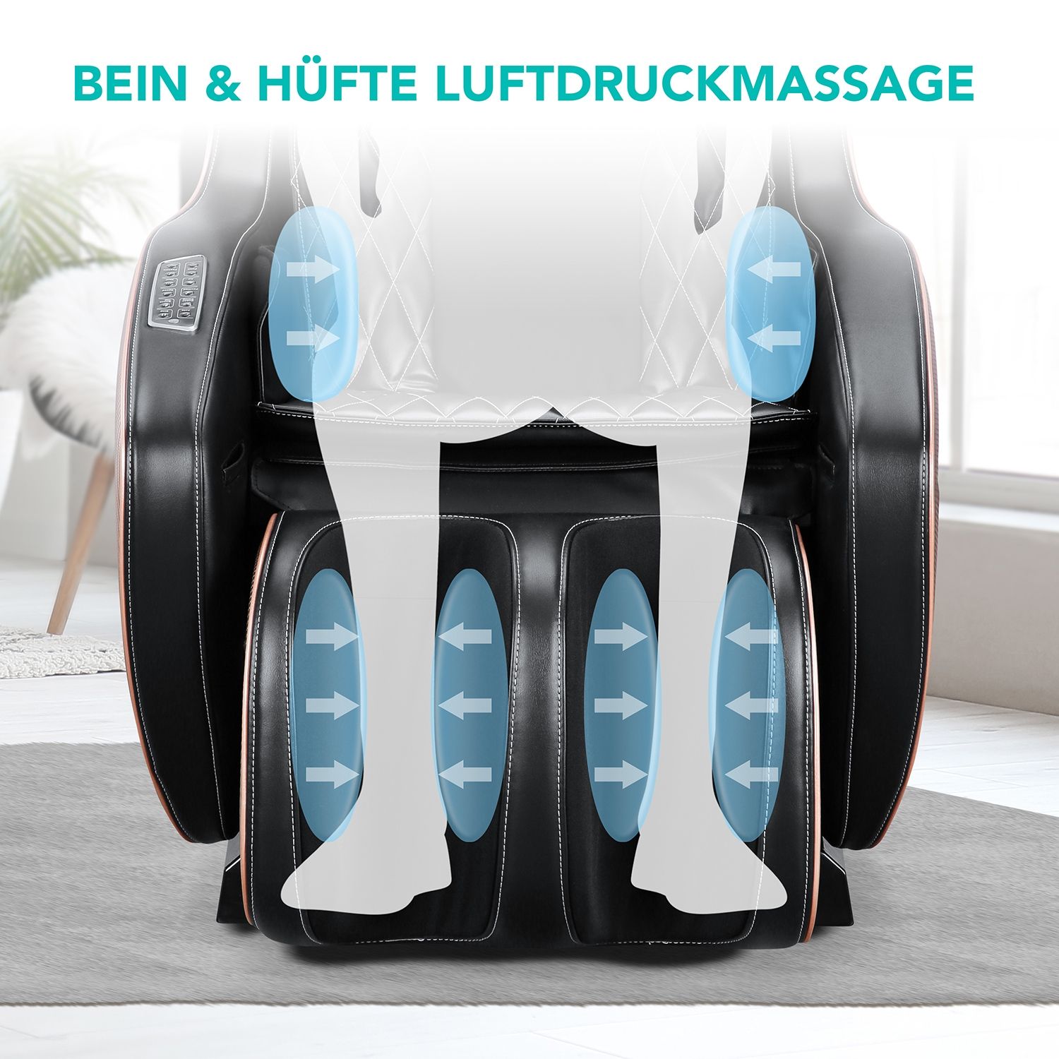 NAIPO Shiatsu Massagesessel Bluetooth 3D Surround Sound Musik Braun-Schwarz