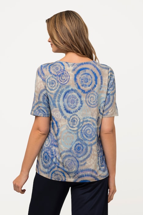 Slinkyshirt, Batikdruck, V-Ausschnitt, Halbarm