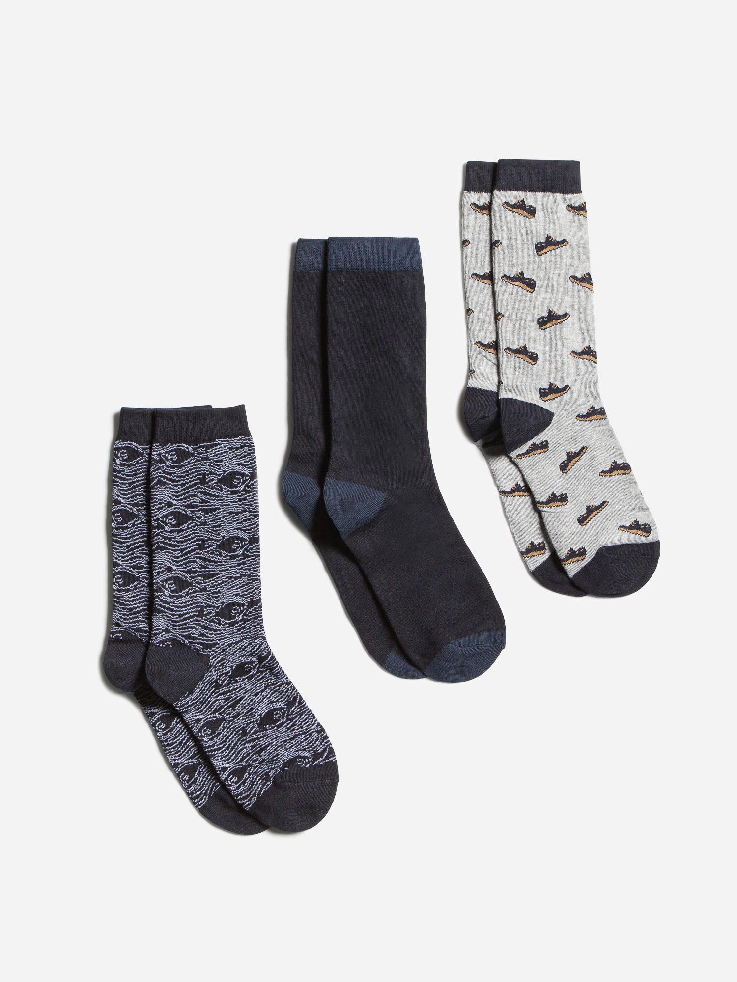 Lot de 3 Chaussettes Homme Gris et Noir