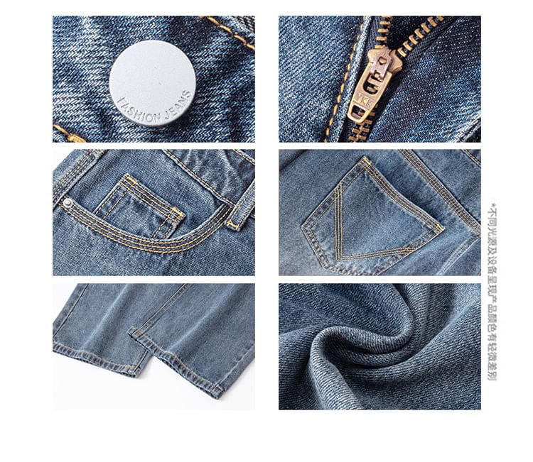 Denimot - High Waist Washed Wide Leg Jeans (diverse designs)