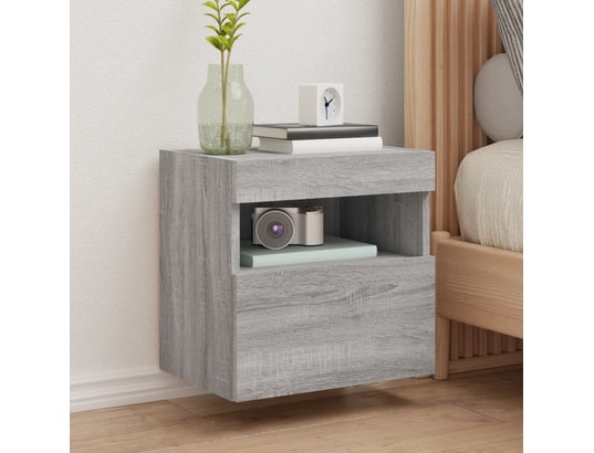 VIDAXL - Elément suspendu Meuble tv mural avec lumières led sonoma gris 40x30x40 cm