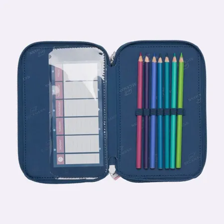 Beckmann 3-fächrige Federmappe mit Inhalt, Pet Friends Blue
