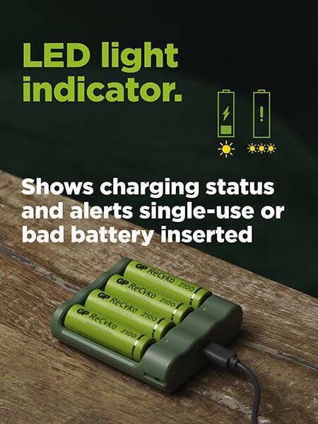 Gp Recyko - Aaa Batterier Med USB Oplader - 850 Mah - 4 Stk