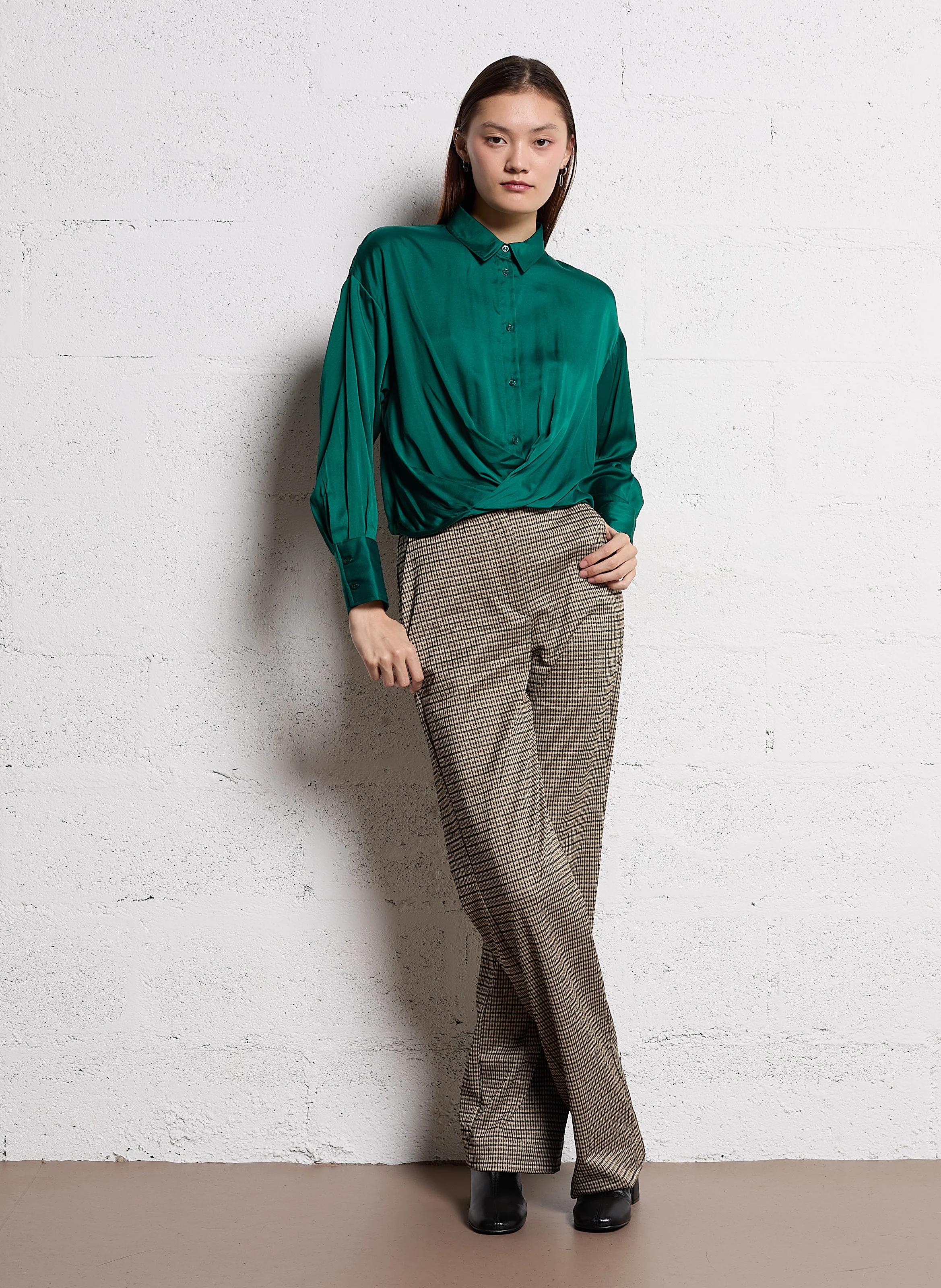 Chemise oversize satinée | Vert