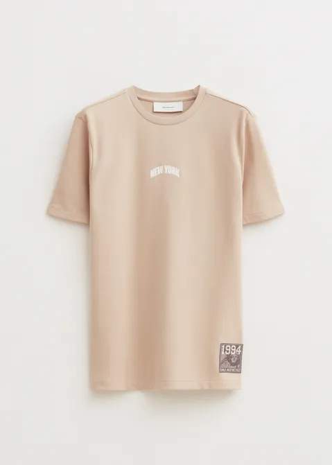T-shirt met print New York zand (ZND.L)