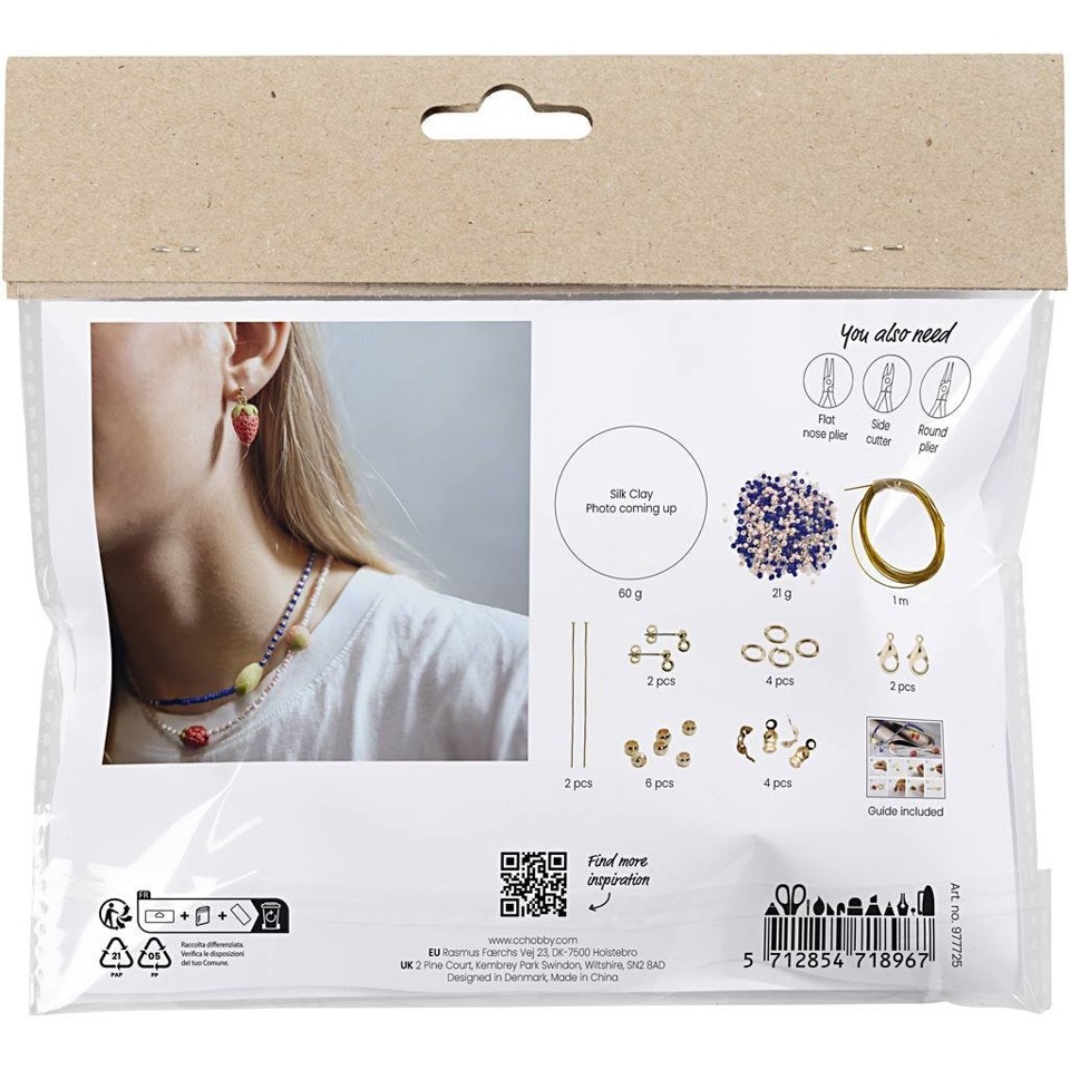 Mini DIY Kit - Smykker - Halskæde Og Øreringe Kongeblå
